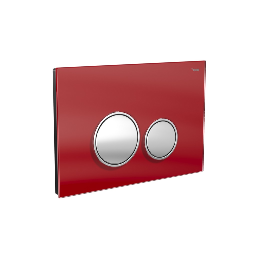 Панель смыва РЕХАУ NOVA ORB GLASS с круглыми клавишами, закаленное стекло, красный, клавиши и их контур хром, глянцевый, 19102921001