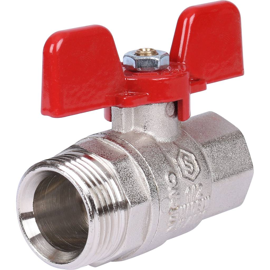 Кран шаровой полнопроходной STOUT с американкой , ВР/НР, ручка бабочка 1/2 (EPDM), SVB-1007-000015