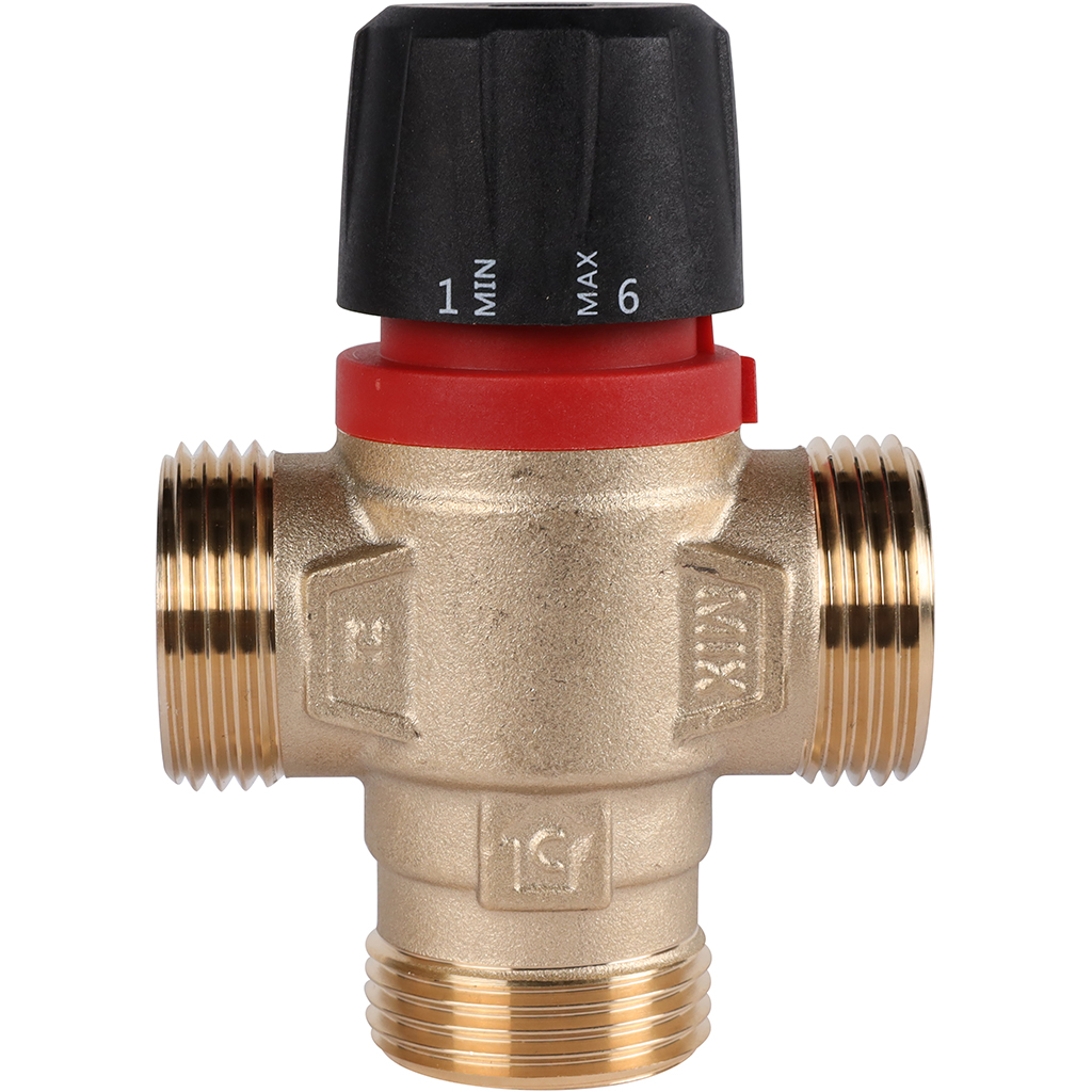 Термостатический смесительный клапан для систем отопления и ГВС ROMMER 1 НР 35-60°С KV 1,6 (боковое смешивание), RVM-0132-166025