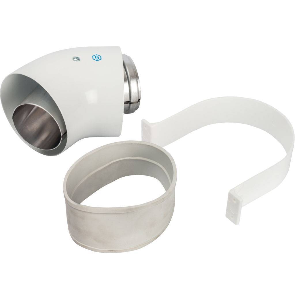 *SCA-6010-000045 STOUT Элемент дымохода отвод коаксиальный 45°  DN60/100, п/м уплотнения и хомут в комплекте (с логотипом), SCA-6010-000045