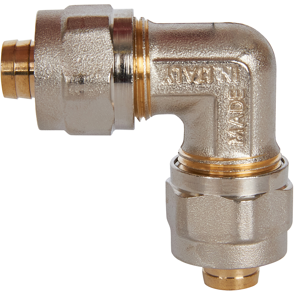 Угольник STOUT  90° 16х16 для металлопластиковых труб винтовой, SFS-0003-001616