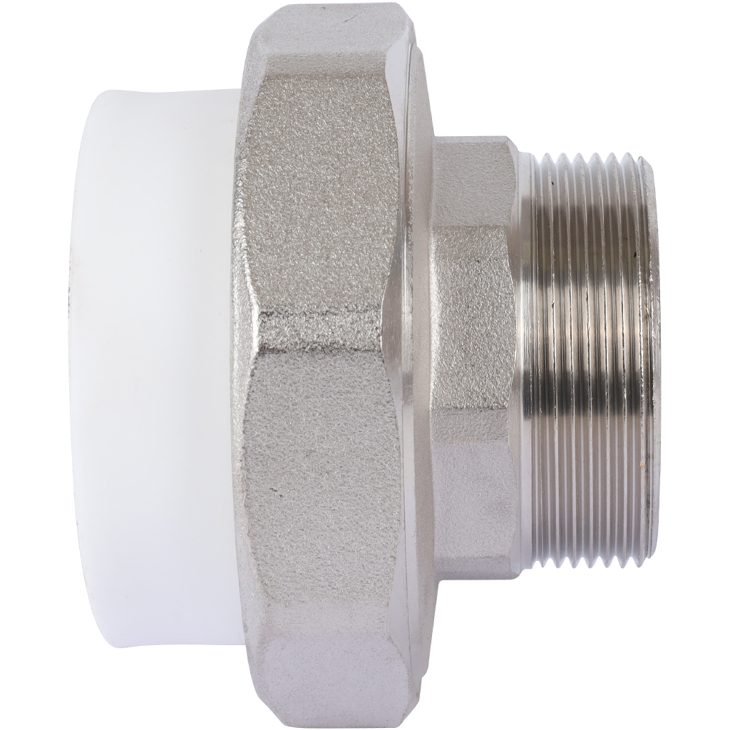 Муфта разъемная Политэк 63х2 с наружной резьбой для полипропиленовых труб под сварку (цвет белый), 7000263002