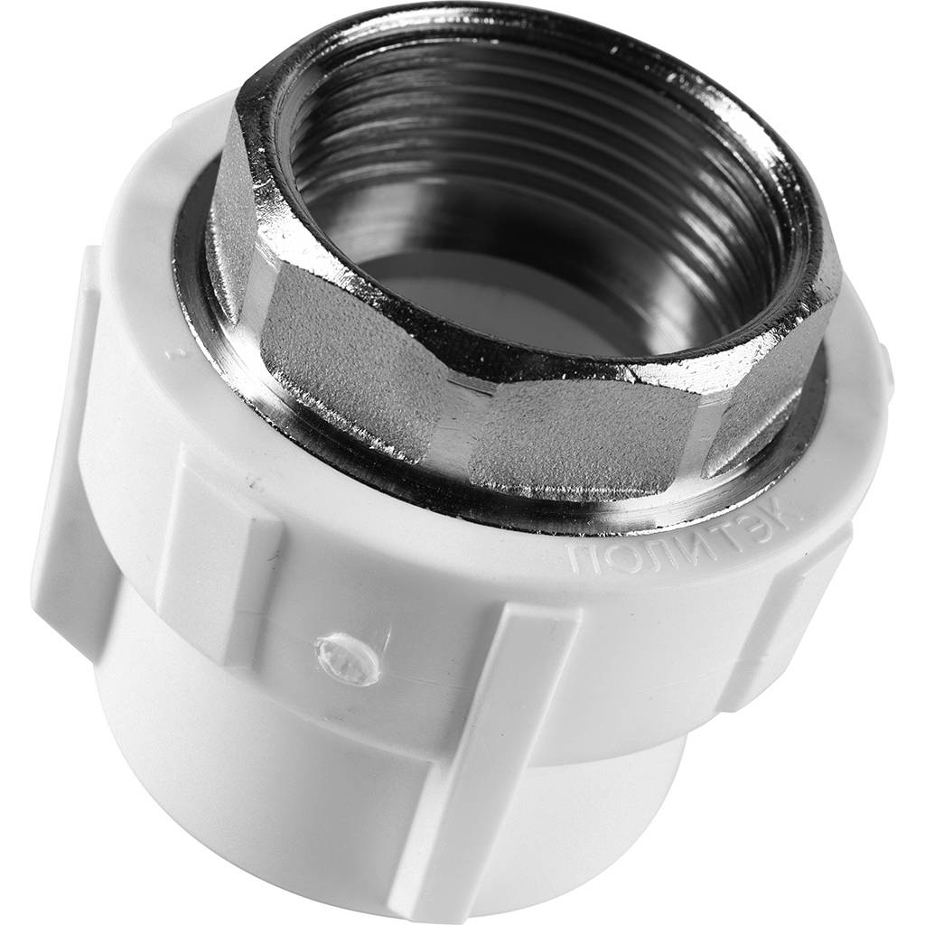 Муфта комбинированная Политэк 40x1 1/4 под шестигранник внутр. резьба для полипропиленовых труб под сварку (цвет белый), 9100040114