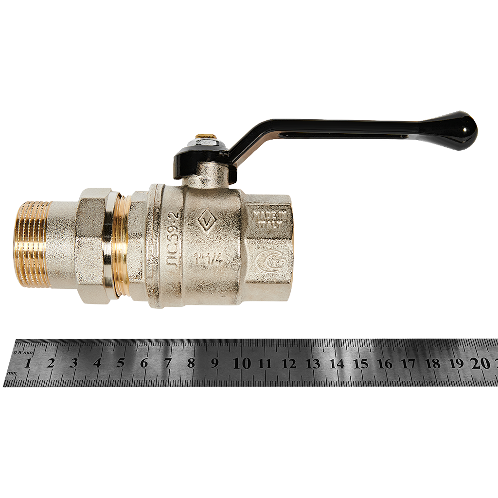 Кран шаровой BUGATTI Oregon с полусгоном (ручка-рычаг алюминий) внут-наруж резьба 1 1/4