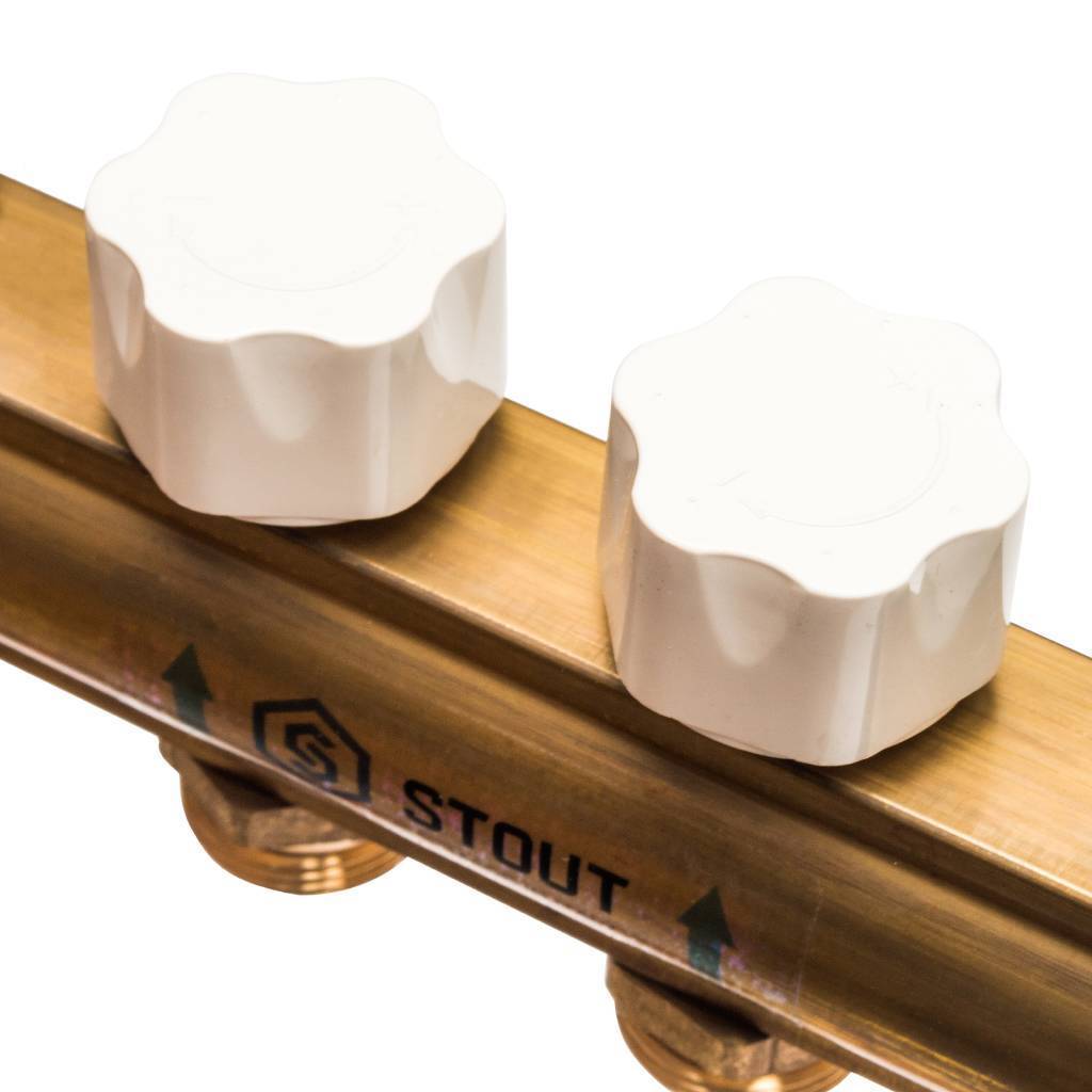 Распределительный коллектор из латуни с расходомерами STOUT 10 выходов, SMB 0473 000010