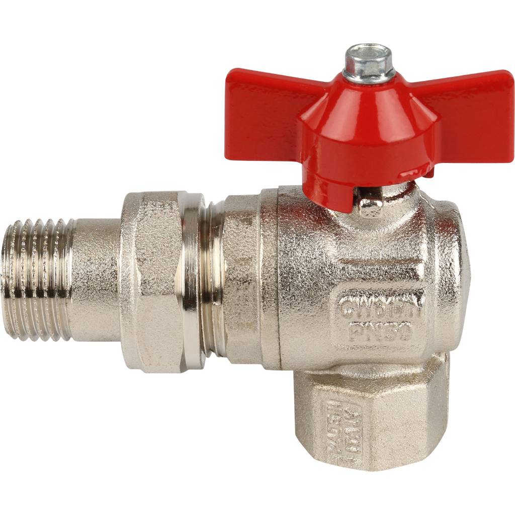 Кран шаровой Itap угловой полнопроходной IDEAL 298 1/2 (бабочка), американка, 36362