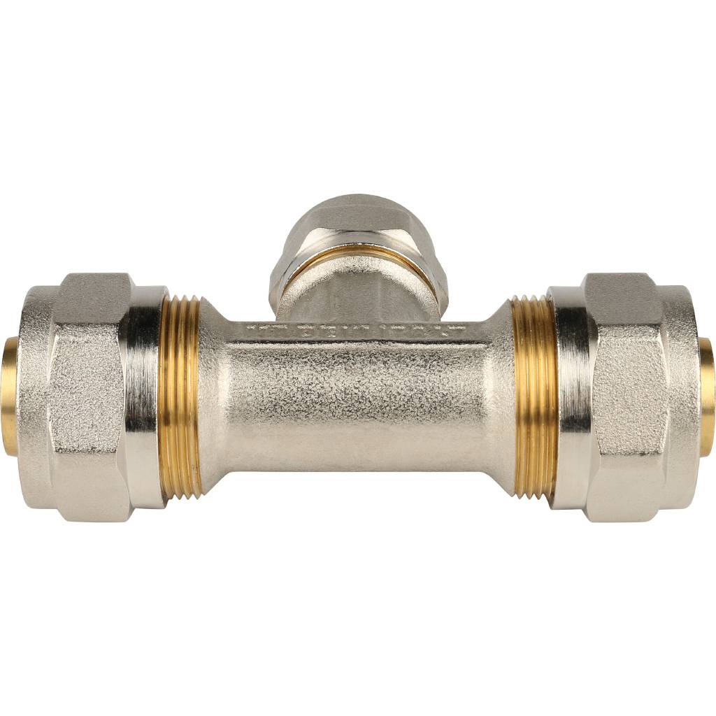 Тройник переходной STOUT 26х20х26 для металлопластиковых труб винтовой, SFS-0010-262026