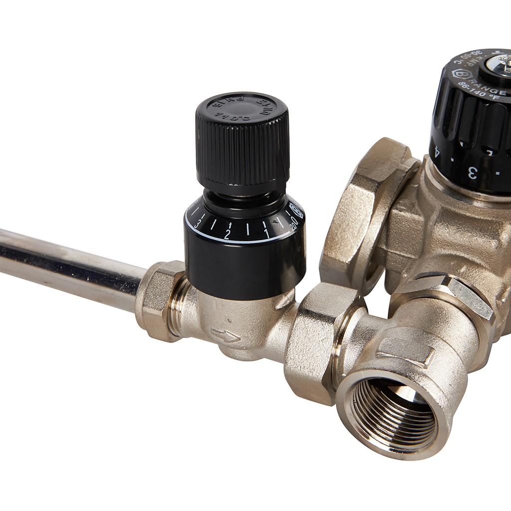 Насосно-смесительный узел STOUT SDG-0120 с термостатическим клапаном и байпасом, без насоса