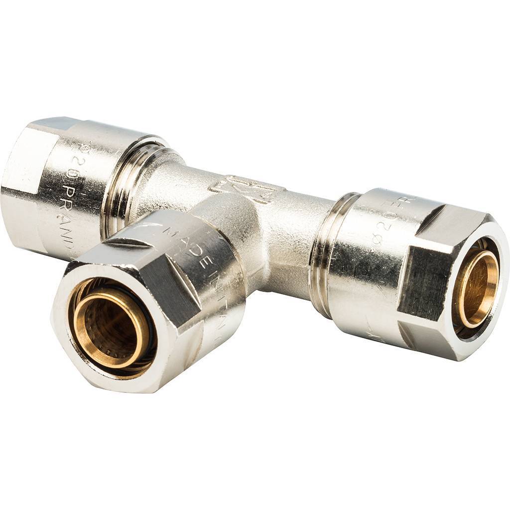 Тройник Prandelli Multyrama (20х2,0) для металлопластиковых труб винтовой, 103.09.12.0