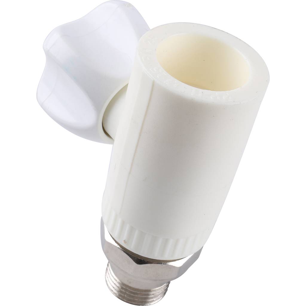 Кран шаровой Kalde разборный прямой с накидной гайкой 25x 1/2 для полипропиленовых труб под сварку (цвет белый)