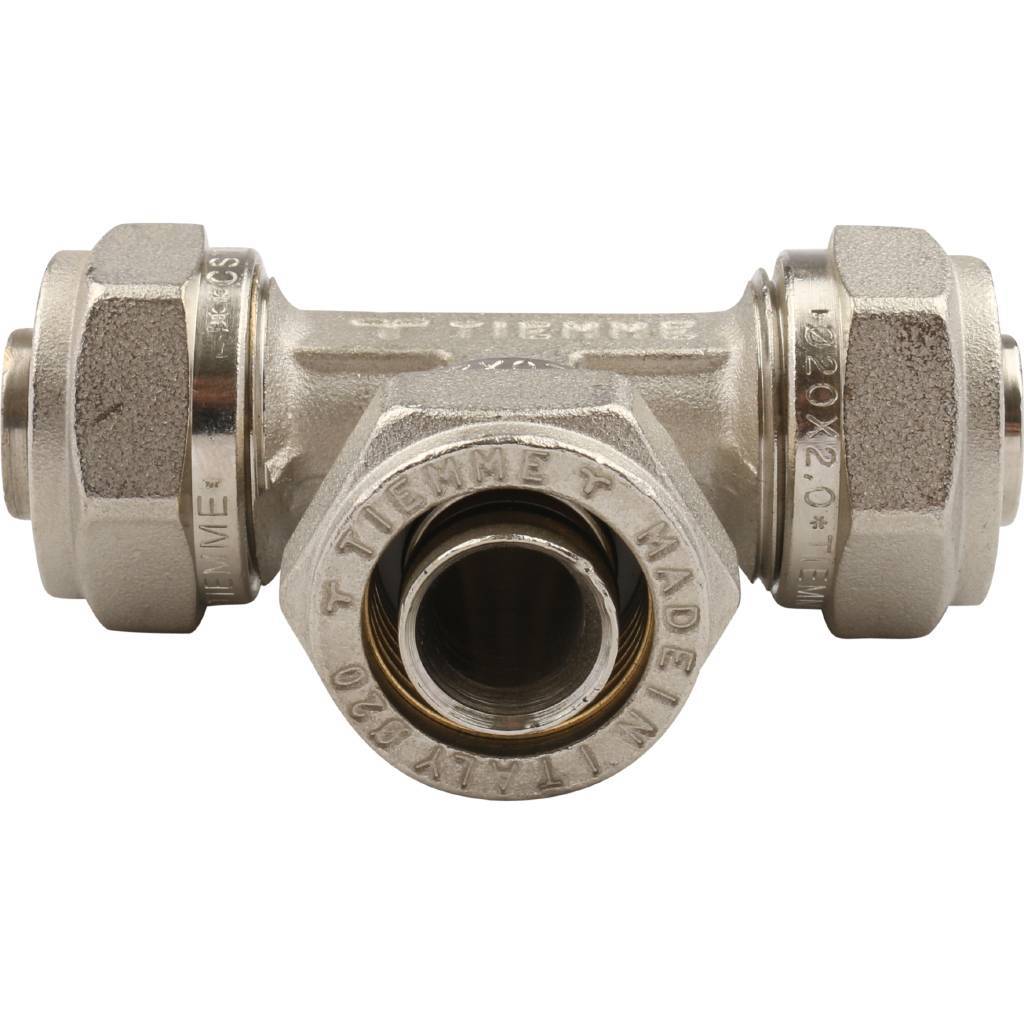 Тройник TIEMME (20х2.0) для металлопластиковых труб винтовой, 1600009