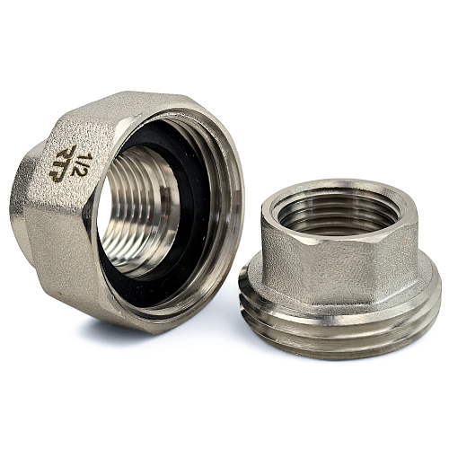 Американка прямая, латунь, внутренняя/внутренняя резьба  1/2, никель, RTP