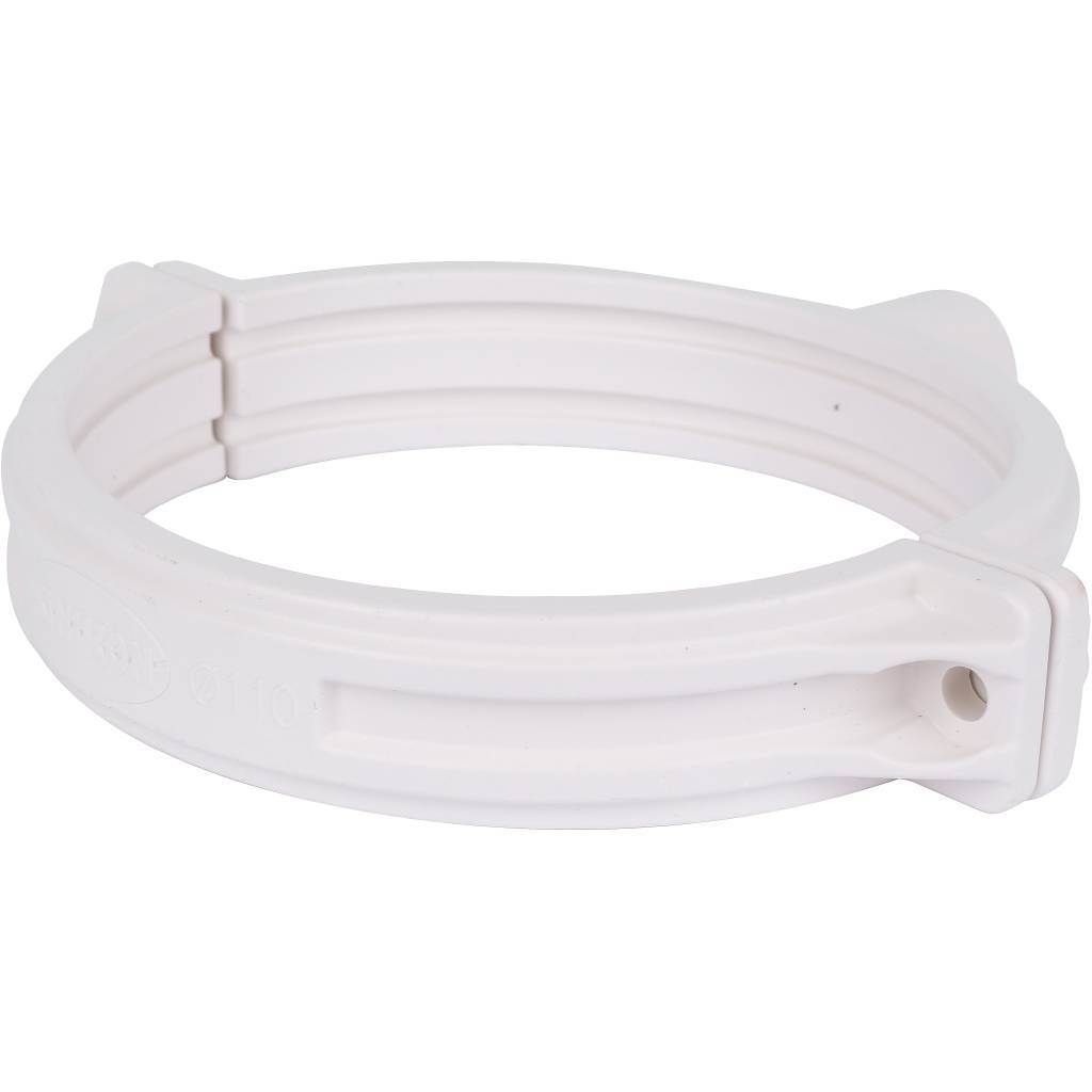 Хомут Sinikon ПП D110 белый Комфорт Плюс со шпилькой и дюбелем, KPP.110.K.D