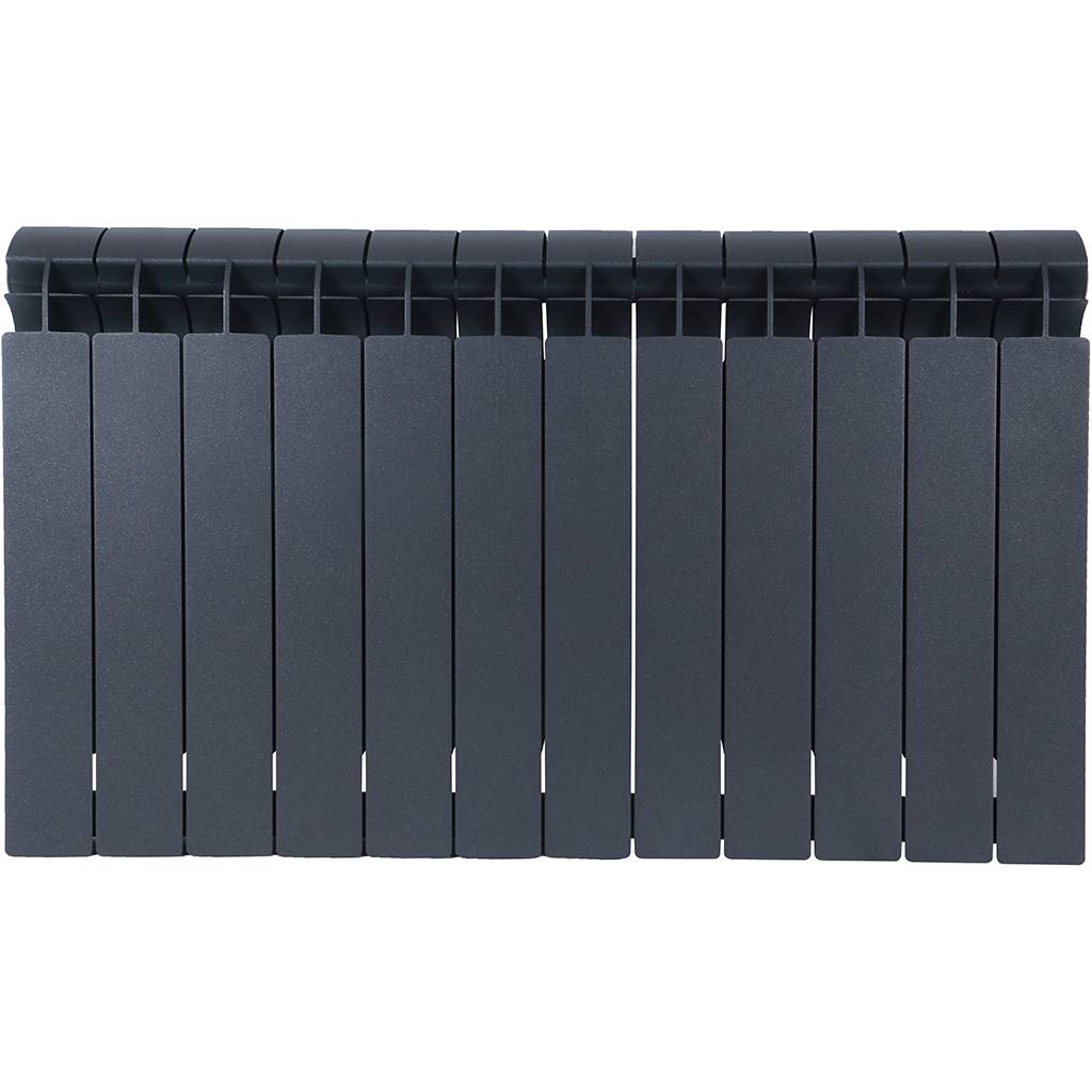 Радиатор биметаллический Global STYLE PLUS 500 12 секции боковое подключение (цвет cod.07 grigio scuro opaco mettalizzato 2748 (черный)), 155266