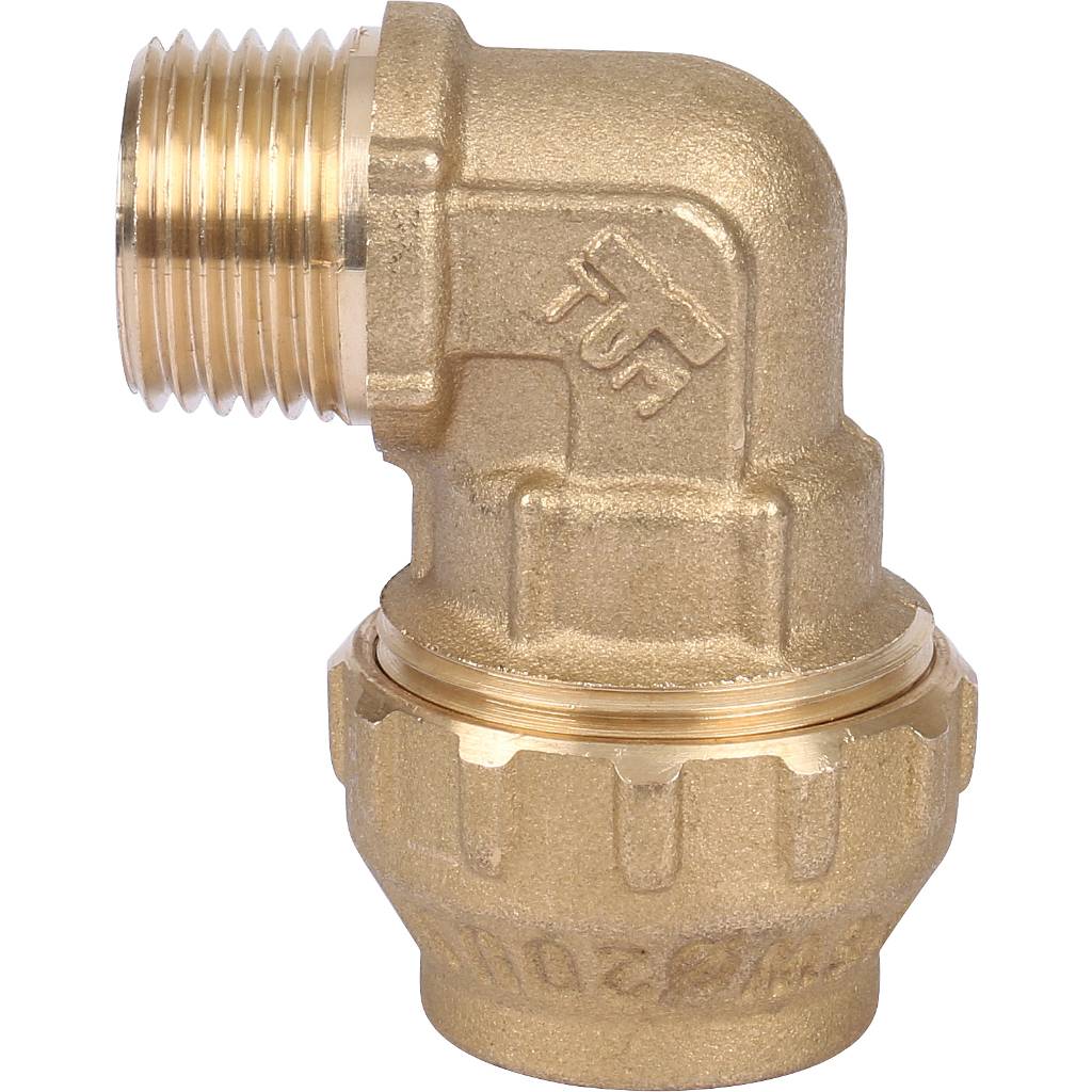 Угольник TIEMME с наружной резьбой 20х1/2 для труб ПНД винтовой, 3400047