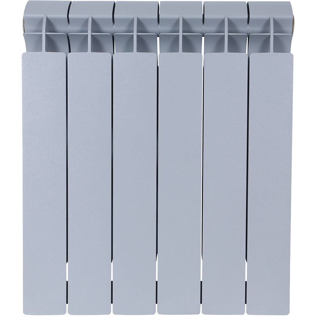 Радиатор биметаллический Global STYLE PLUS 500 6 секций боковое подключение (цвет cod.08 grigio argento opaco metallizzato 2676 (серый)), 155269