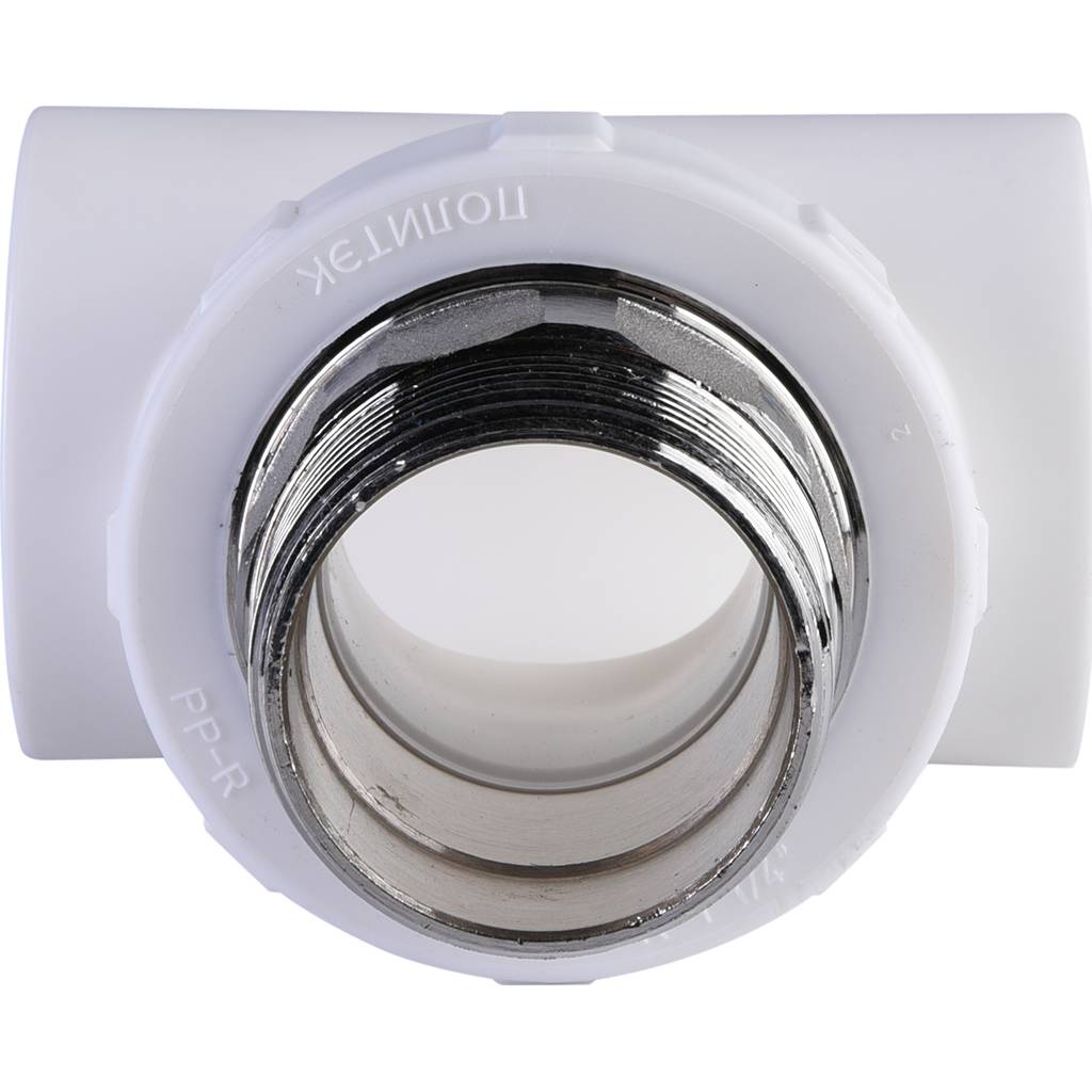 Тройник Политэк 40x1 1/4 с наружной резьбой для полипропиленовых труб под сварку (цвет белый), 9510004014