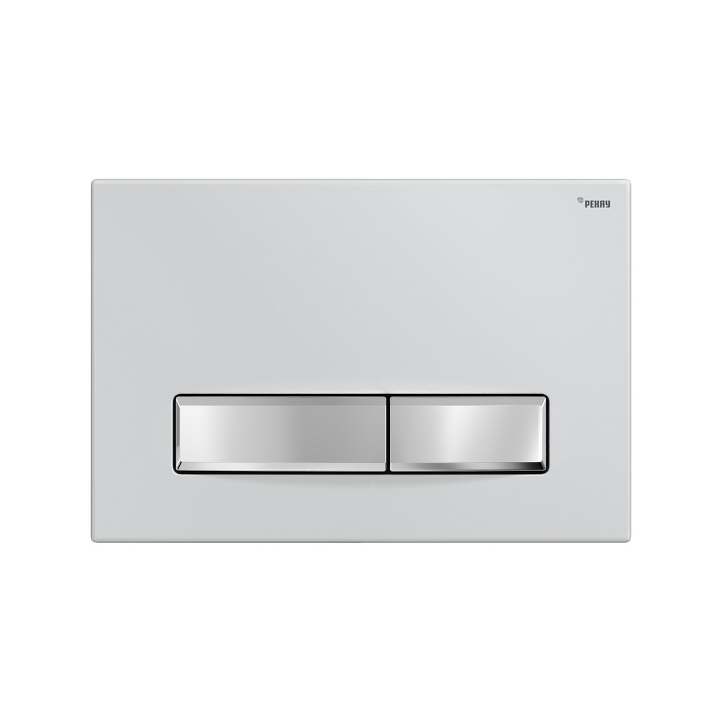 Панель смыва РЕХАУ NOVA LONG 001 с прямоугольными клавишами, пластик, белый, глянцевый, клавиши хром, глянцевый, 19102311001