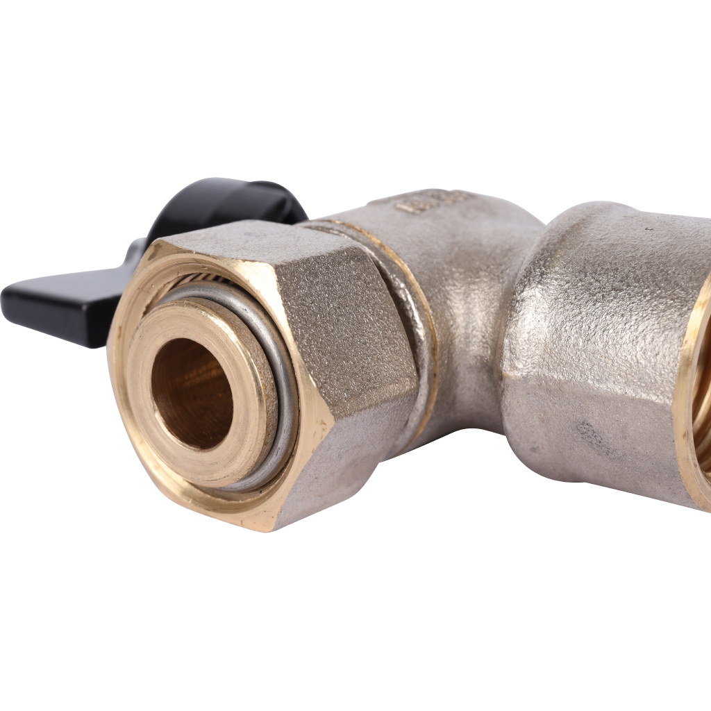 Кран шаровой STOUT 1/2x1/2 с накидной гайкой угловой, ВР/накидная гайка, ручка бабочка, SVB-1010-000015