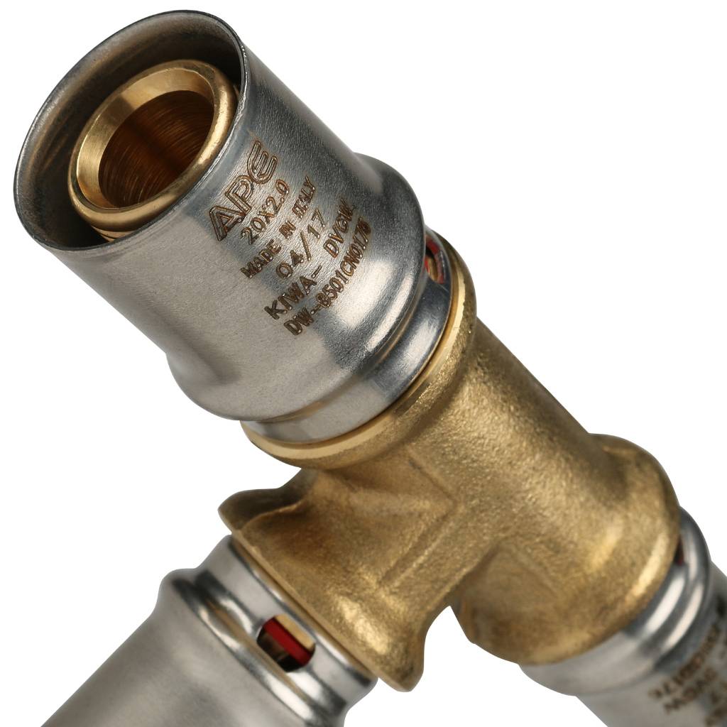 Тройник переходной STOUT 20х16х16 для металлопластиковых труб прессовой, SFP-0005-201616