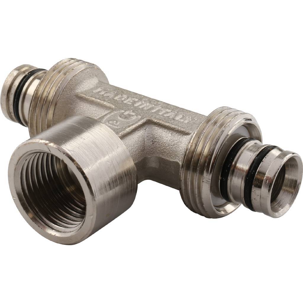 Тройник TIEMME с внутренней резьбой (20х2.0х1/2) для металлопластиковых труб винтовой, 1600049