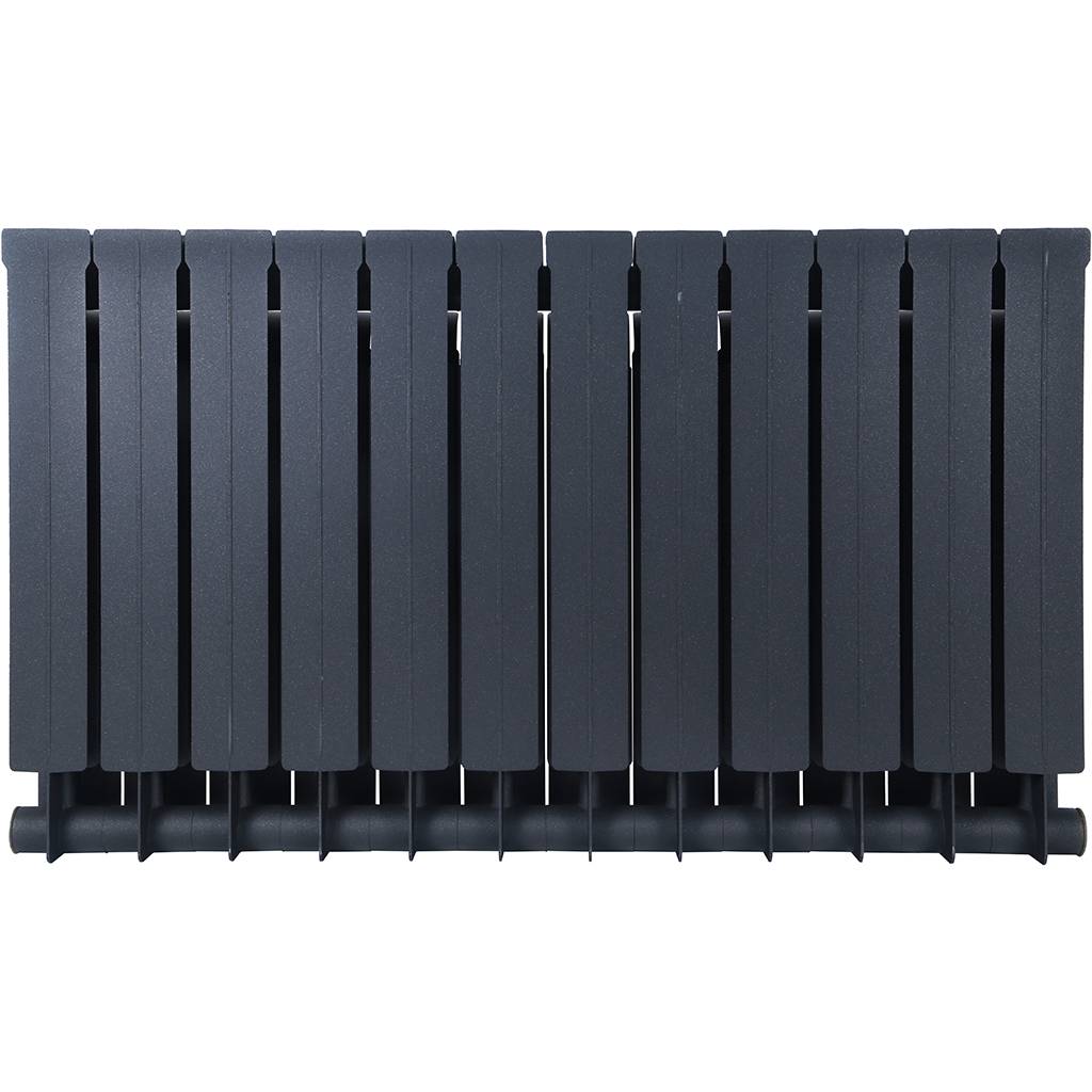 Радиатор биметаллический Global STYLE PLUS 500 12 секции боковое подключение (цвет cod.07 grigio scuro opaco mettalizzato 2748 (черный)), 155266