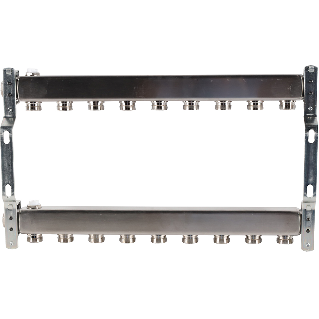 Коллектор из нержавеющей стали ROMMER для радиаторной разводки 9 выходов