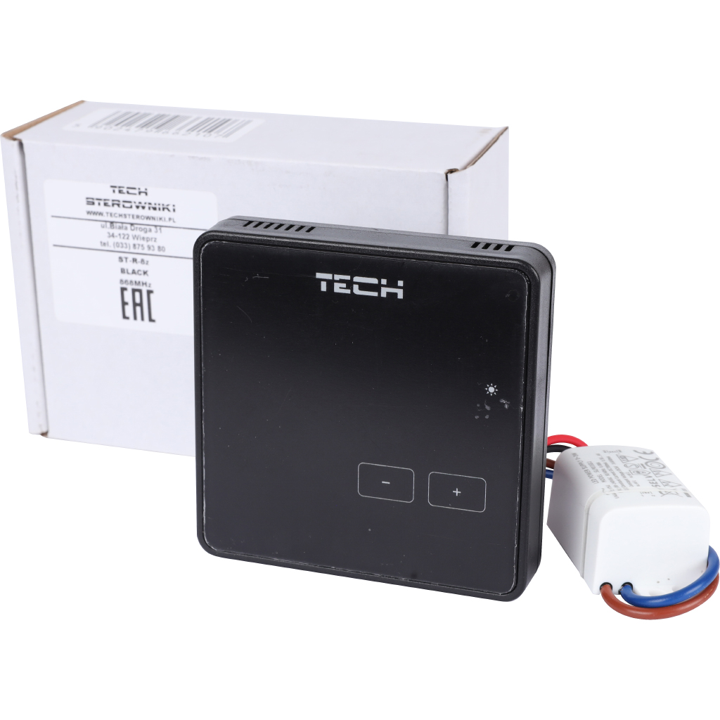Беспроводной комнатный терморегулятор черный TECH 230В, R-8z