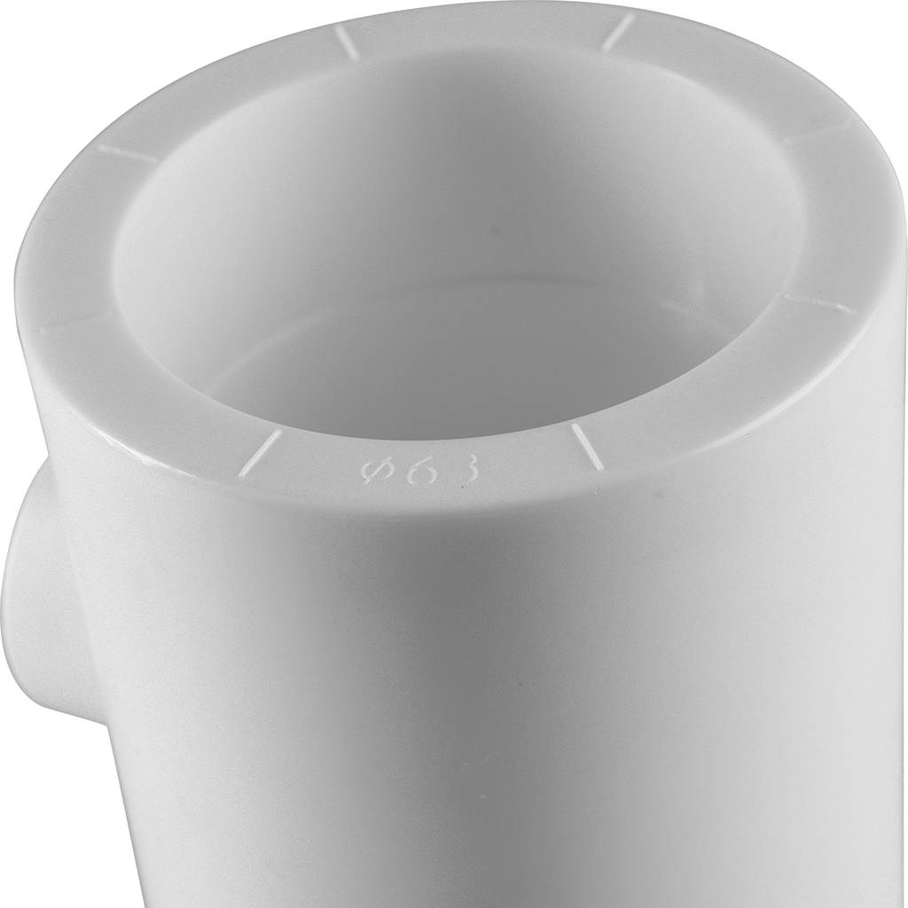 Тройник переходной Политэк 63х25х63 для полипропиленовых труб под сварку (цвет белый)