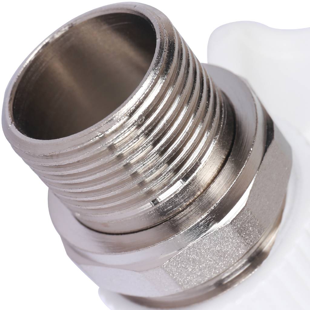 Кран шаровой Политэк 25х3/4 для радиатора угловой для полипропиленовых труб под сварку (цвет белый), 9999022534