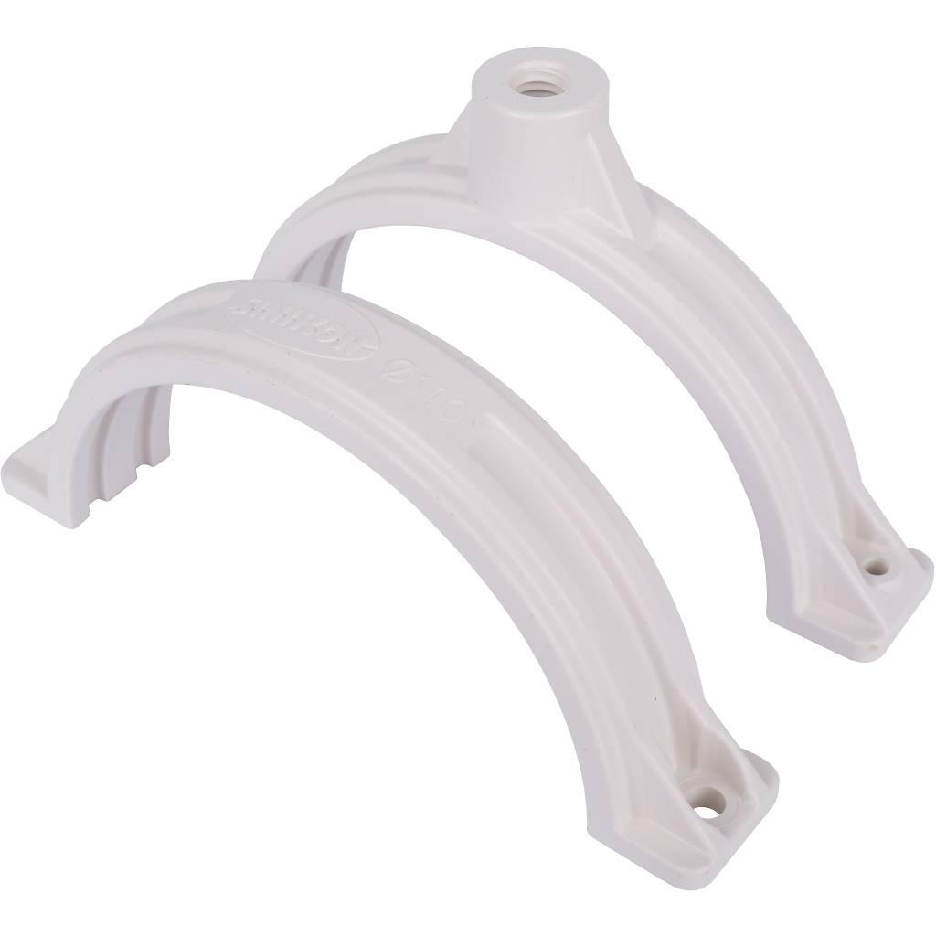 Хомут Sinikon ПП D110 белый Комфорт Плюс со шпилькой и дюбелем, KPP.110.K.D