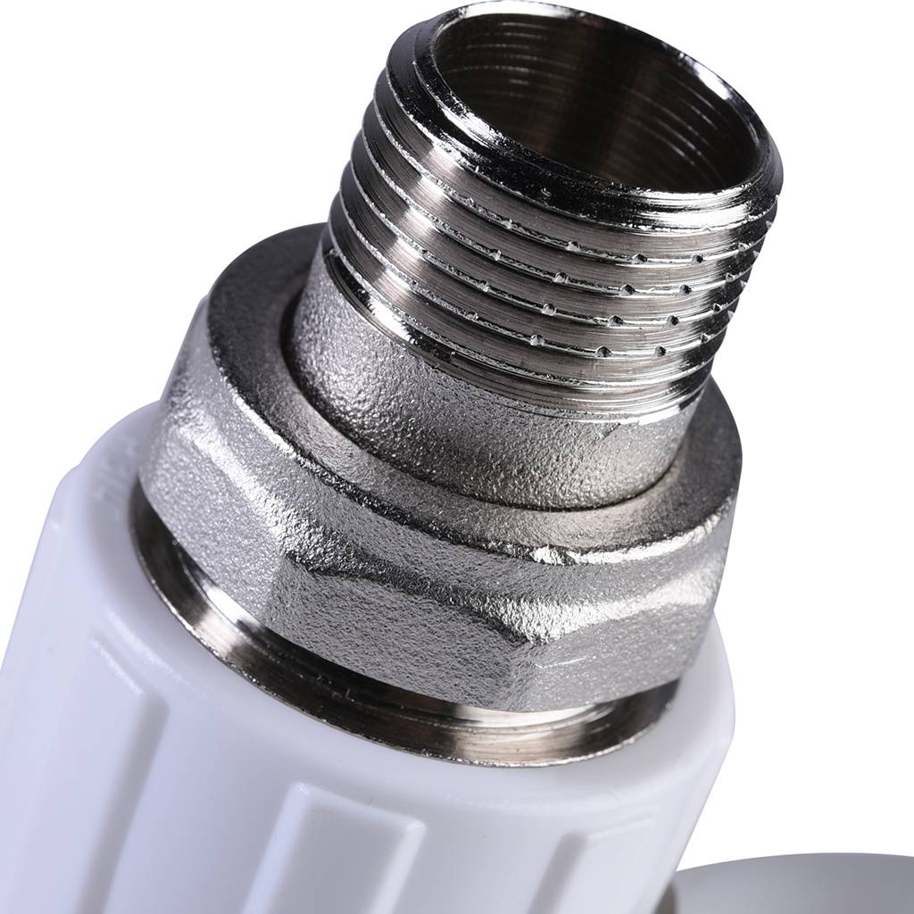 Кран шаровой для радиатора Политэк 20х1/2 прямой для полипропиленовых труб под сварку (цвет белый)