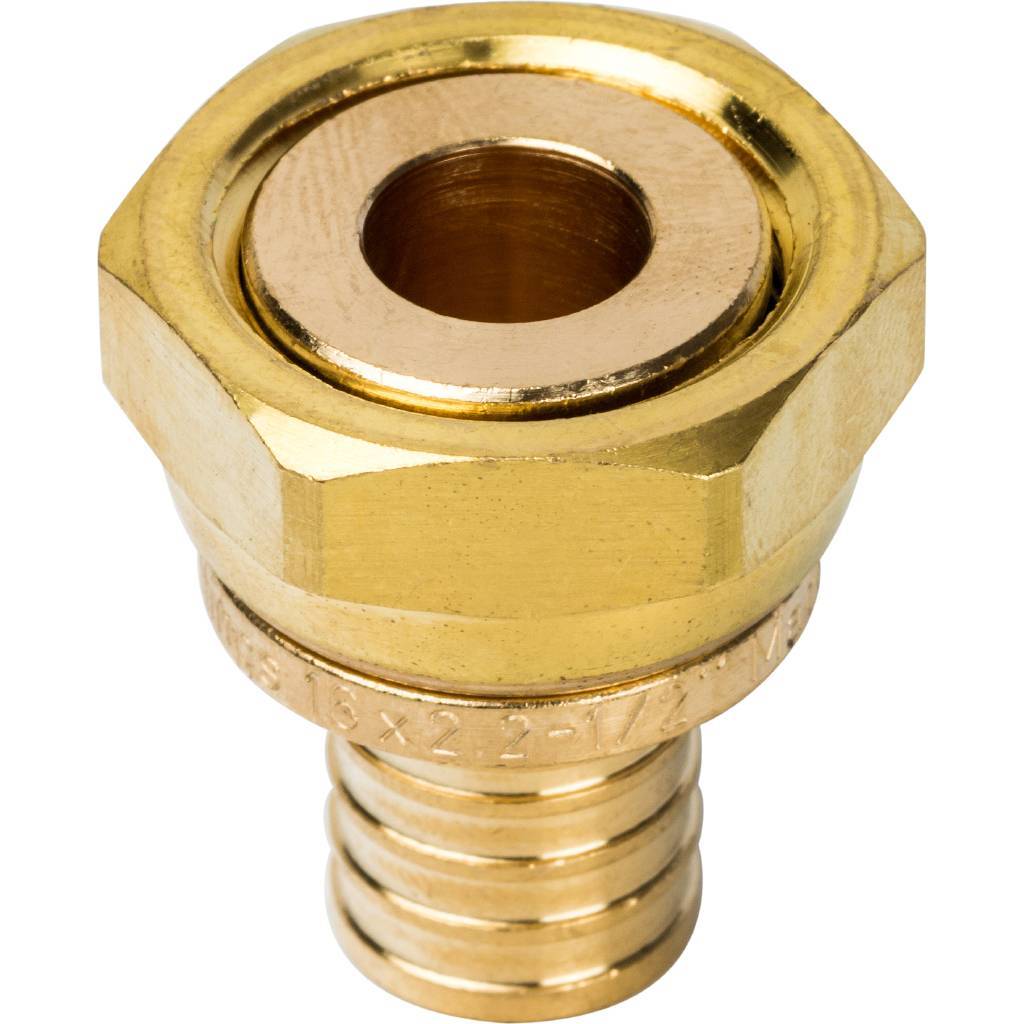 Переходник STOUT с накидной гайкой 16xG 1/2 для труб из сшитого полиэтилена аксиальный, SFA-0019-001612