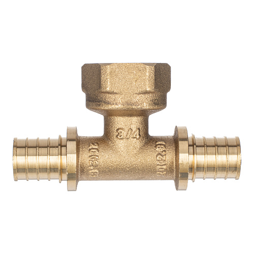 Тройник аксиальный, латунь, внутренняя резьба,20х3/4, желтый, RTP