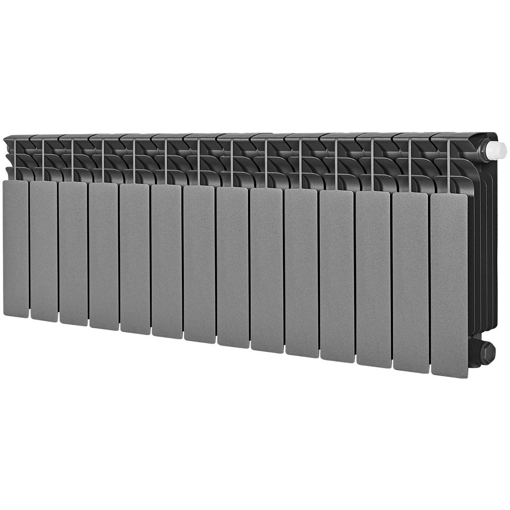 Радиатор биметаллический нижнее правое подключение STOUT TITAN VENTIL 350 14 секций (графит RAL 7024), SRB-3320-035014 7024