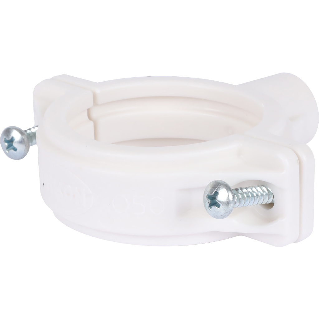 Хомут Sinikon ПП D050 белый Комфорт Плюс со шпилькой и дюбелем, KPP.050.K.D