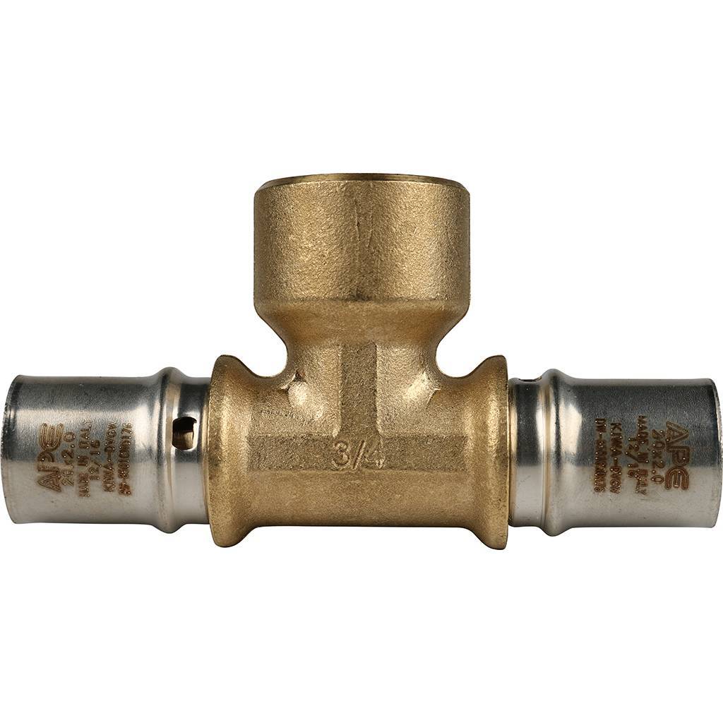 Тройник-переходник STOUT с внутренней резьбой 20х3/4 х20 для металлопластиковых труб прессовой, SFP-0007-003420