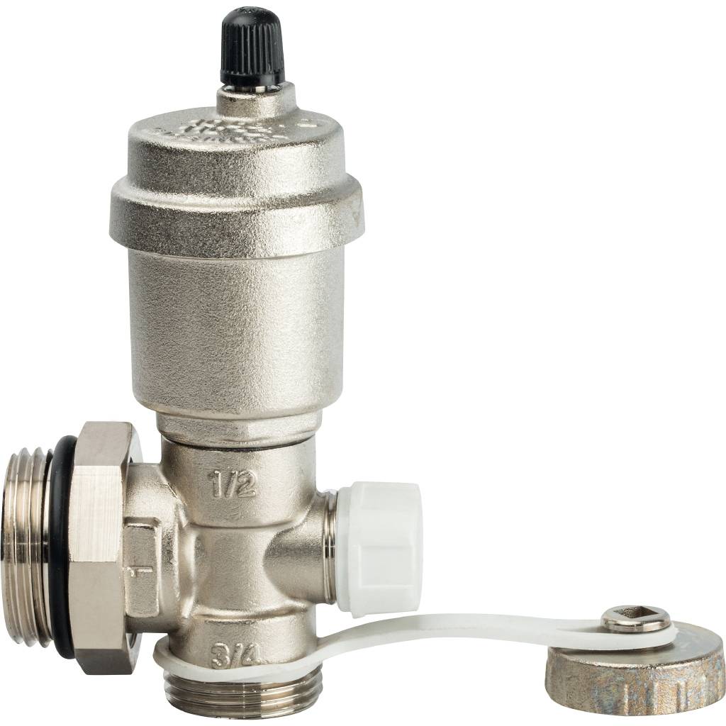 Регулируемый концевой фитинг для коллектора STOUT 1 с дренажным вентилем автоматический воздухоотводчик