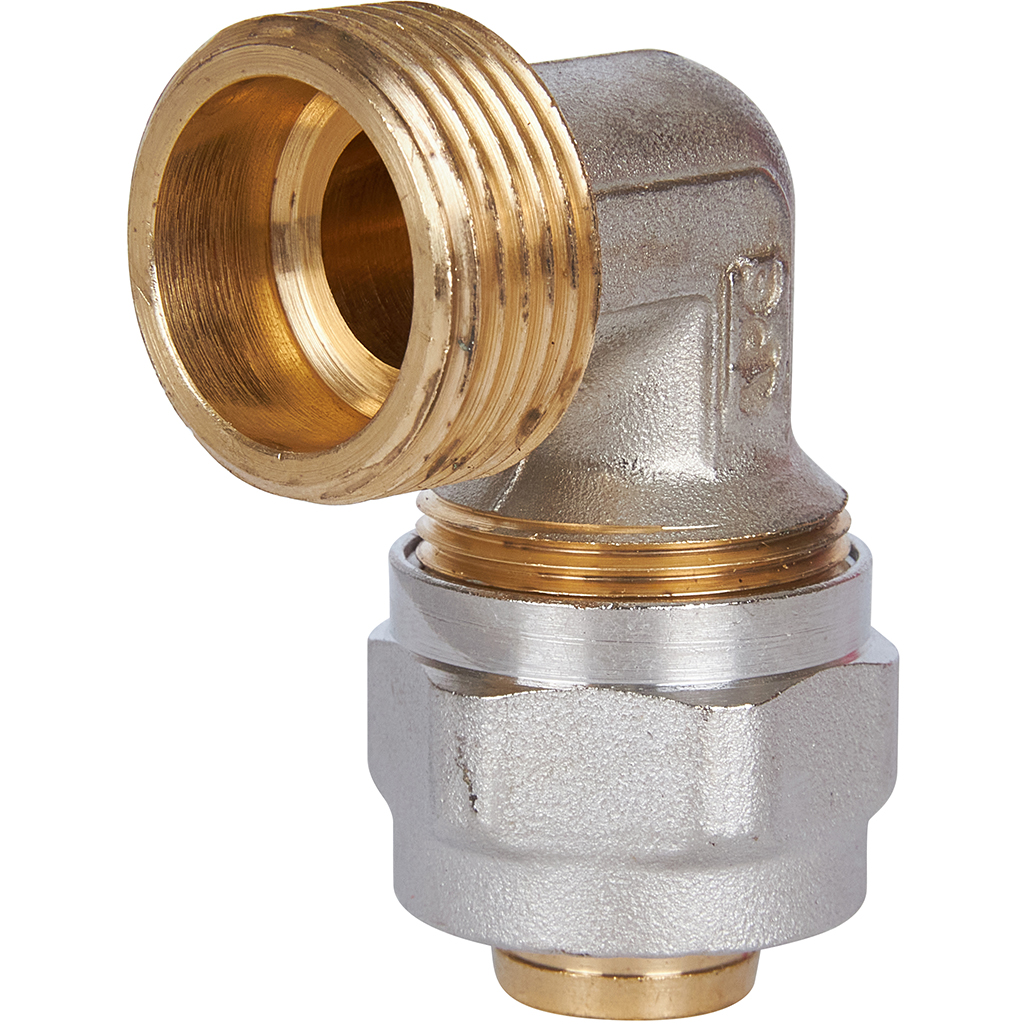 Угольник-переходник STOUT с наружной резьбой 3/4 х20 для металлопластиковых труб винтовой, SFS-0006-003420