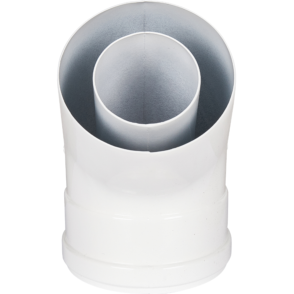 Отвод 45° традиционный коаксиальный ROMMER D60(п-м)/100(п-м), RCA-6010-000045