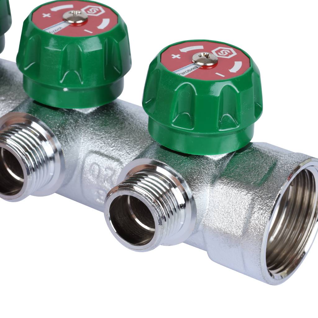 Коллектор регулирующий STOUT 1, 4 отвода 1/2  плоское уплотнение