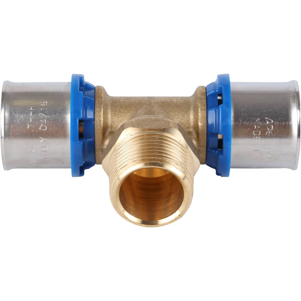 Тройник-переходник APE с наружной резьбой 26х3/4 х26 для металлопластиковых труб прессовой, ARL2004303