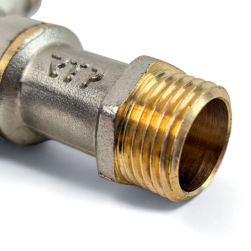 Кран шаровой водоразборный ручка рычаг, латунь, наружная/наружная резьба 1/2х1/2-14, индивидуальная упаковка, никель, RTP