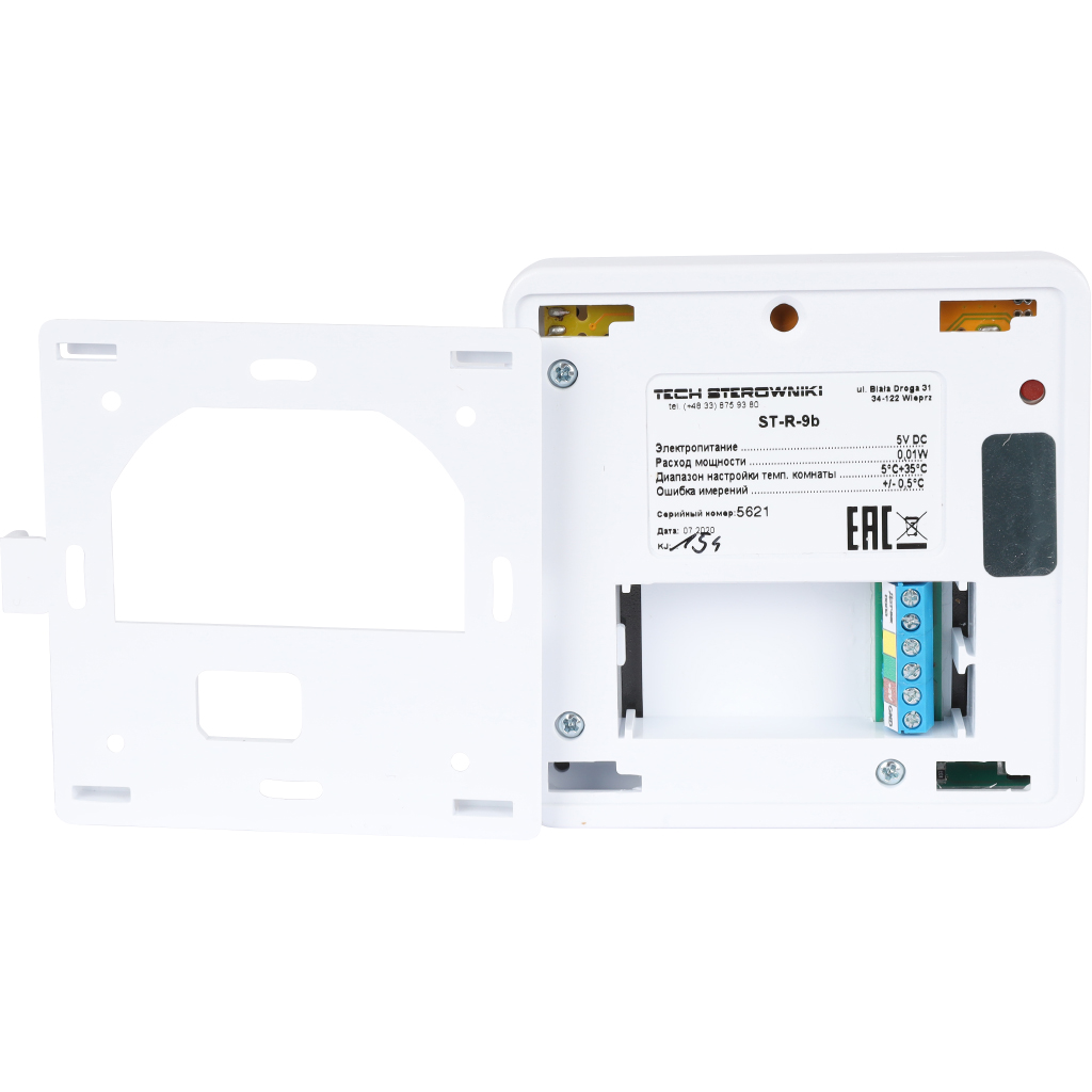 Проводной комнатный терморегулятор белый TECH R-9b