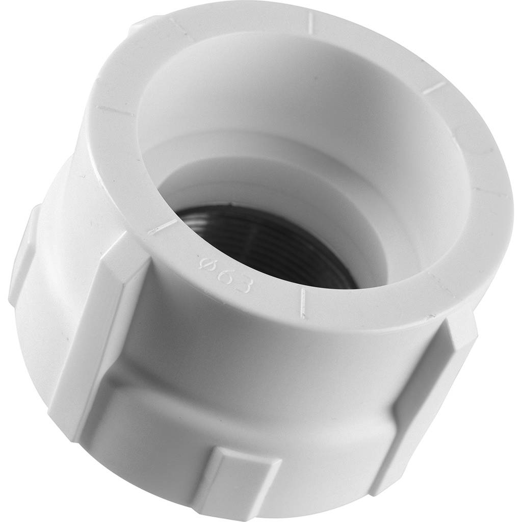 Муфта комбинированная Политэк 63x2 под шестигранник внутр. резьба для полипропиленовых труб под сварку (цвет белый), 9100006302
