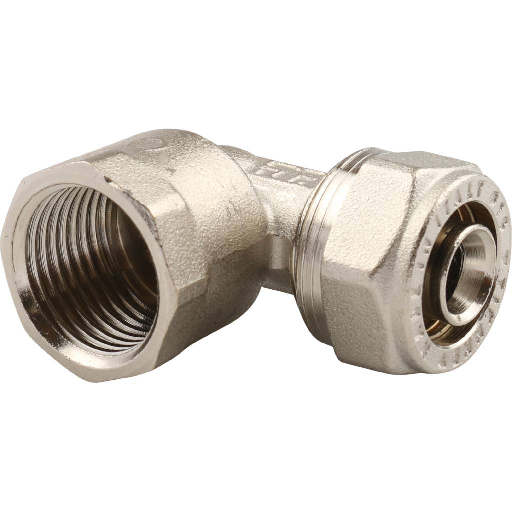 Угольник TIEMME с внутренней резьбой (16х2.0х1/2) для металлопластиковых труб винтовой, 1600006