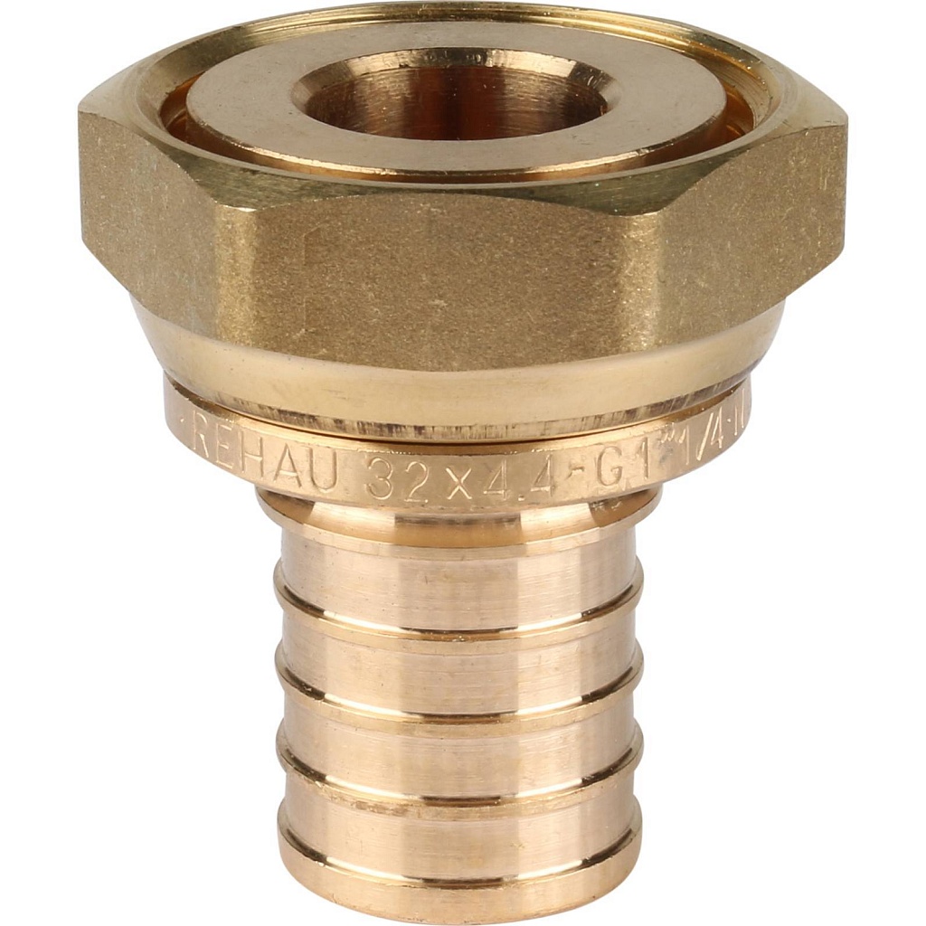 Переходник РЕХАУ RAUTITAN с накидной гайкой 32-G 1 1/4 RX для труб из сшитого полиэтилена аксиальный, 14563421001