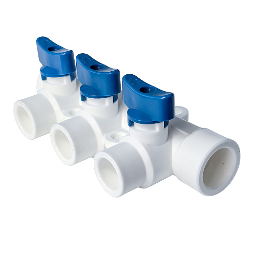 Коллектор с шаровым краном универсальный PPR 25х20/3, RTP