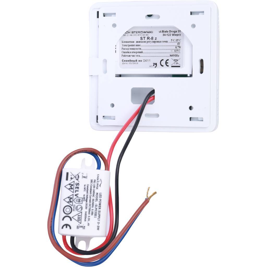 Беспроводной комнатный терморегулятор белый TECH R-8z, WG.11.0540
