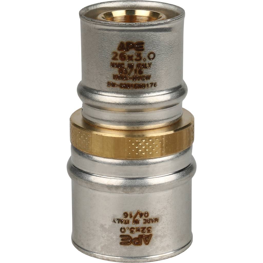 Муфта STOUT соединительная переходная 32х26 для металлопластиковых труб прессовой, SFP-0004-003226